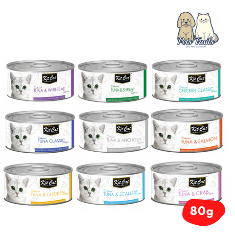 Kit Cat Can Food for Cats - Deboned Tuna Toppers in Various Flavours 24 cans x 80g