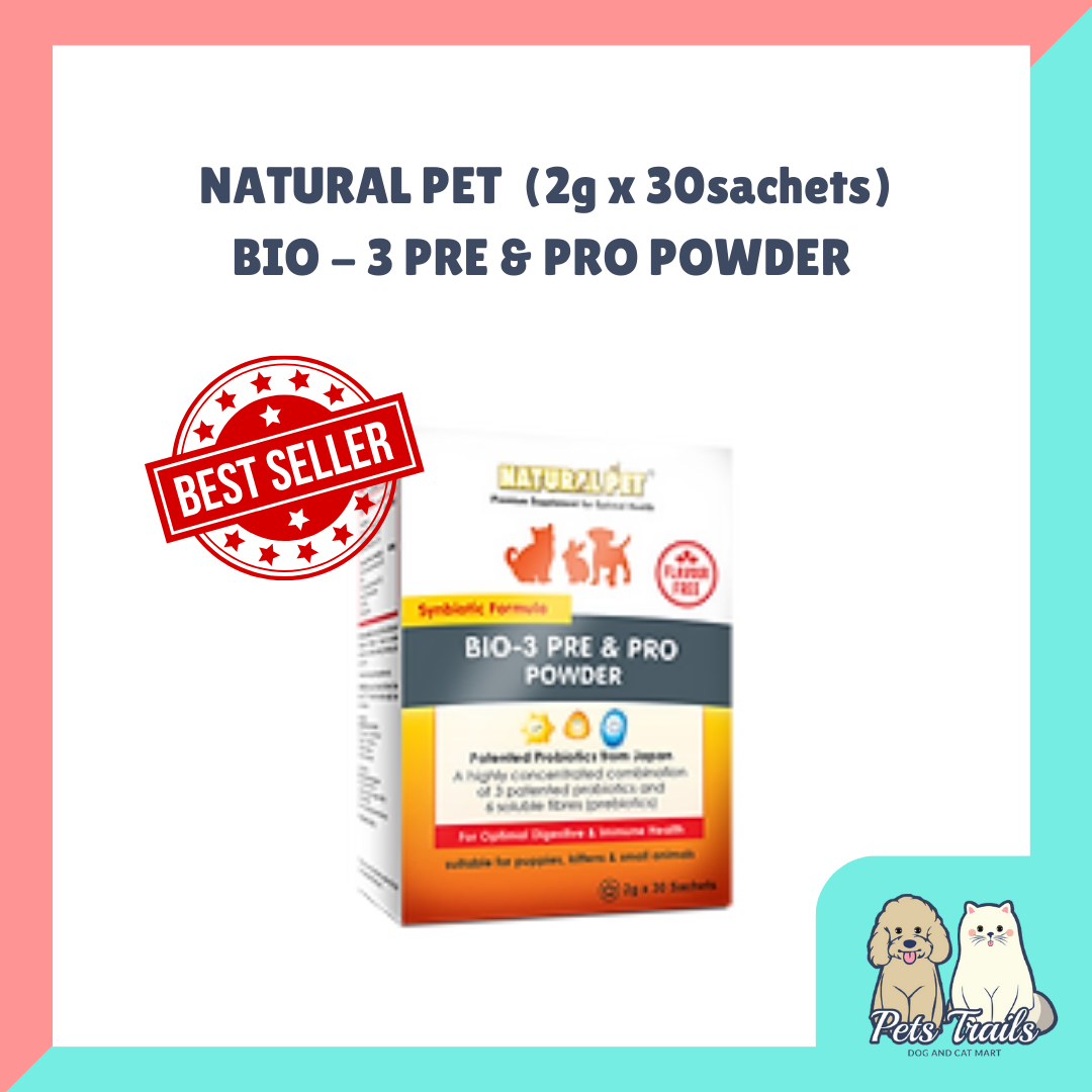 Natural Pet Probiotic BIO-3 PRE & PRO Powder Dog & Cat Flavour Free 2g ...