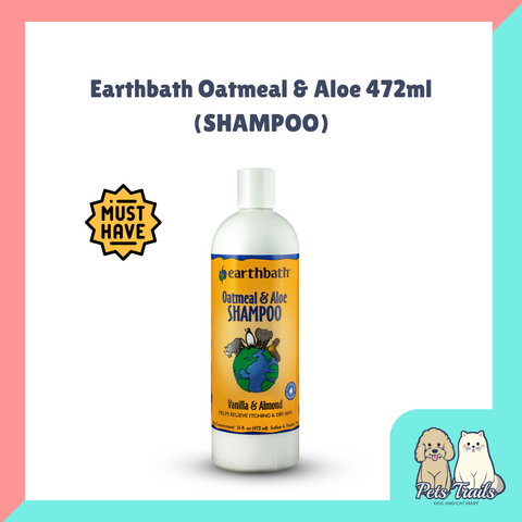 Earthbath Pet Shampoo Oatmeal & Aloe shampoo with Vanilla & Almond scent for Dog & Cat 472ML/3.8L
