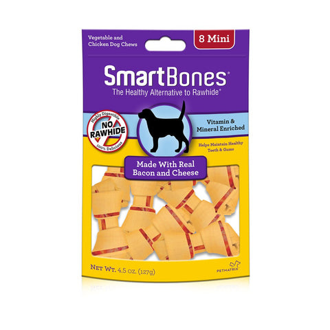SMARTBONES BACON & CHEESE MINI DOG SNACKS FOOD - 8PCS