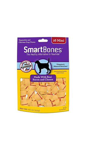 SMARTBONES BACON & CHEESE MINI DOG SNACKS FOOD - 16PCS