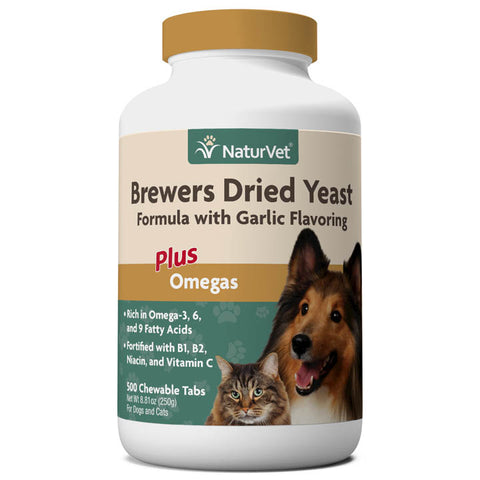 NATURVET BREWER'S DRIED YEAST WITH GARLIC PLUS OMEGAS (500 TABLETS)