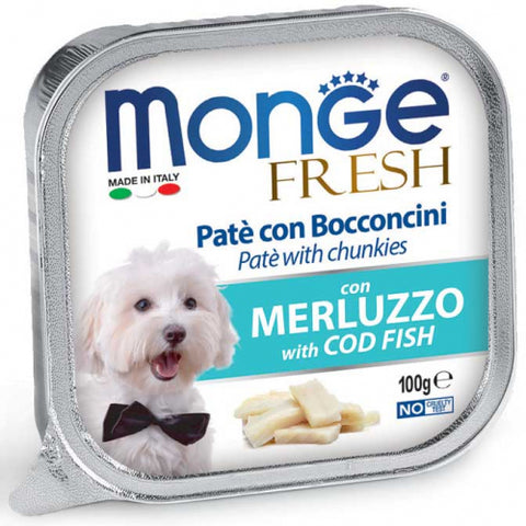 MONGE Fresh Paté and Chunkies with Cod Fish 100G 6 FOC 1 @RM25.20