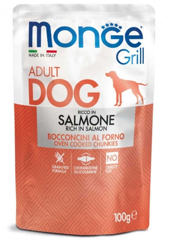 MONGE Grill Salmon 100G Oven Cooked Chunkies for Adult Dogs