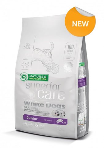 Nature's Protection Dog Food Superior Care White Coat Dogs Grain Free Salmon Puppy & Junior All Breeds 1.5kg